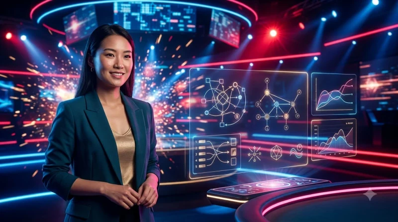 can-canh-tay-bai-blackjack-co-at-va-k-voi-chip-vang-va-luoi-chien-thuat-phat-sang-phia-sau Cận cảnh tay bài blackjack có Át và K với chip vàng và lưới chiến thuật phát sáng phía sau