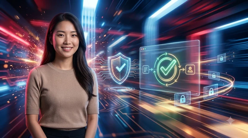 Khiên vàng bảo vệ tài khoản với biểu tượng thành công và yên tâm