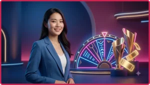 Minh họa jackpot slot TG88 với vòng quay phát sáng và giao diện hologram