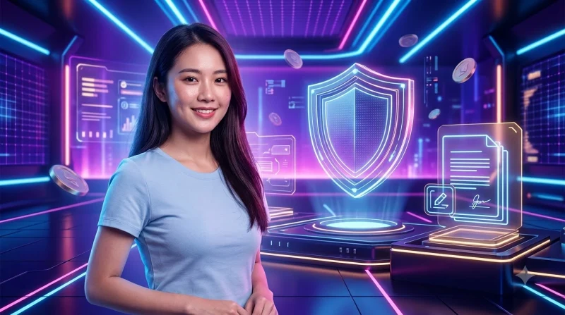 Minh họa khái niệm miễn trừ trách nhiệm TG88 với khiên bảo vệ và tài liệu pháp lý