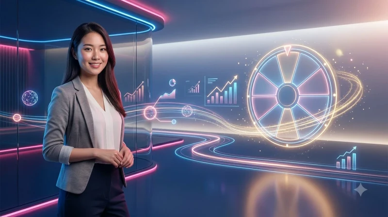 Người chơi nhận vòng quay miễn phí TG88 qua điện thoại với bánh xe spin và biểu tượng giao dịch trực tuyến